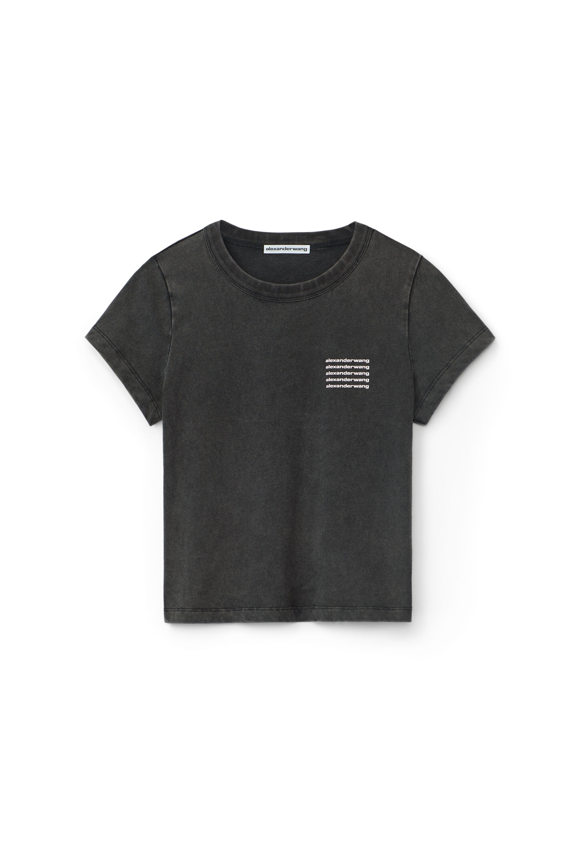 alexanderwang SHRUNKEN TEE IN ACID WASH JERSEY ACID BLACK