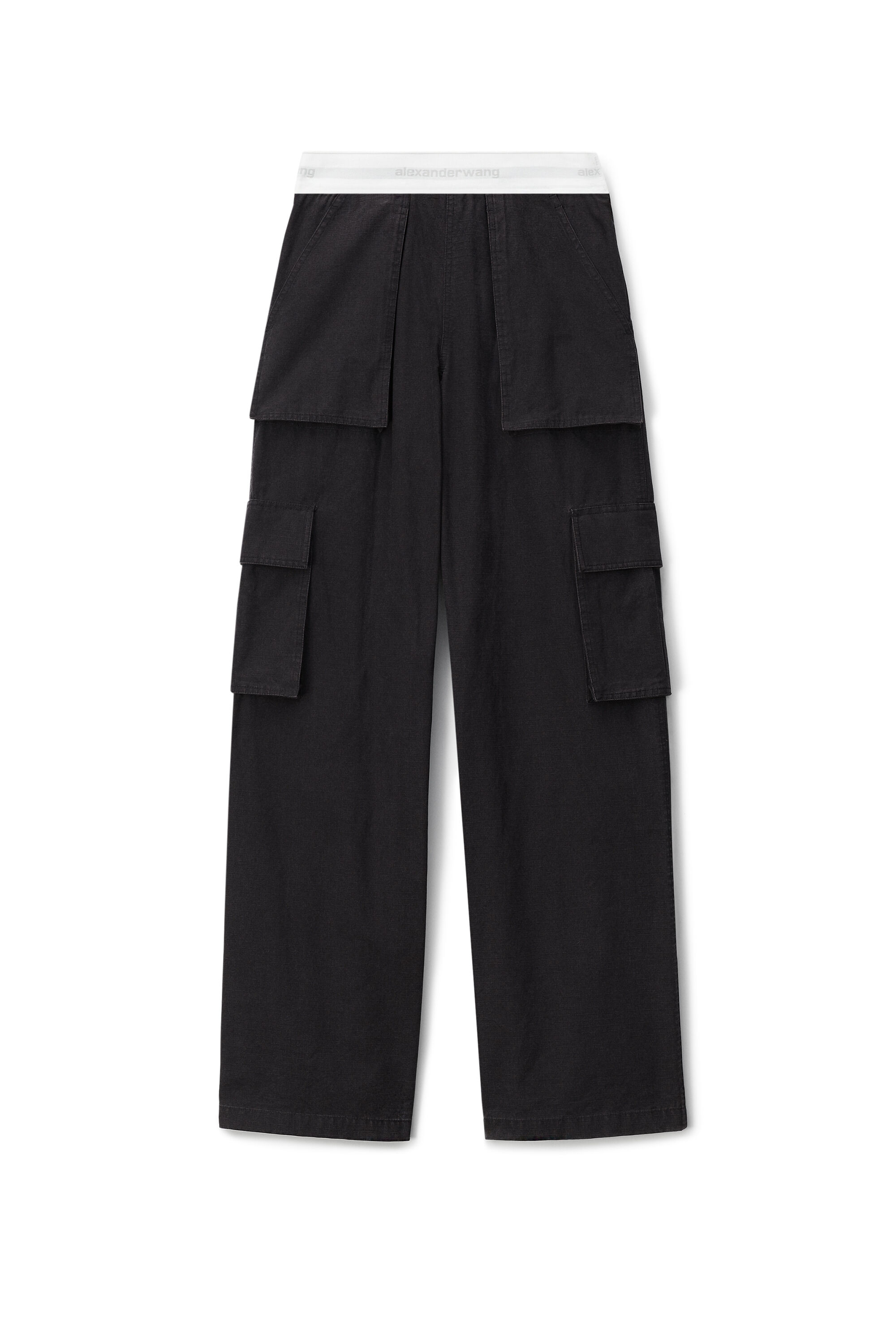 LOGO CARGO PANT IN RIPSTOP COTTON in BLACK ICE | oversized fit 