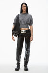 Alexander Wang grey multi t-shirt corta in cotone e lana con logo goffrato ad alta frequenza