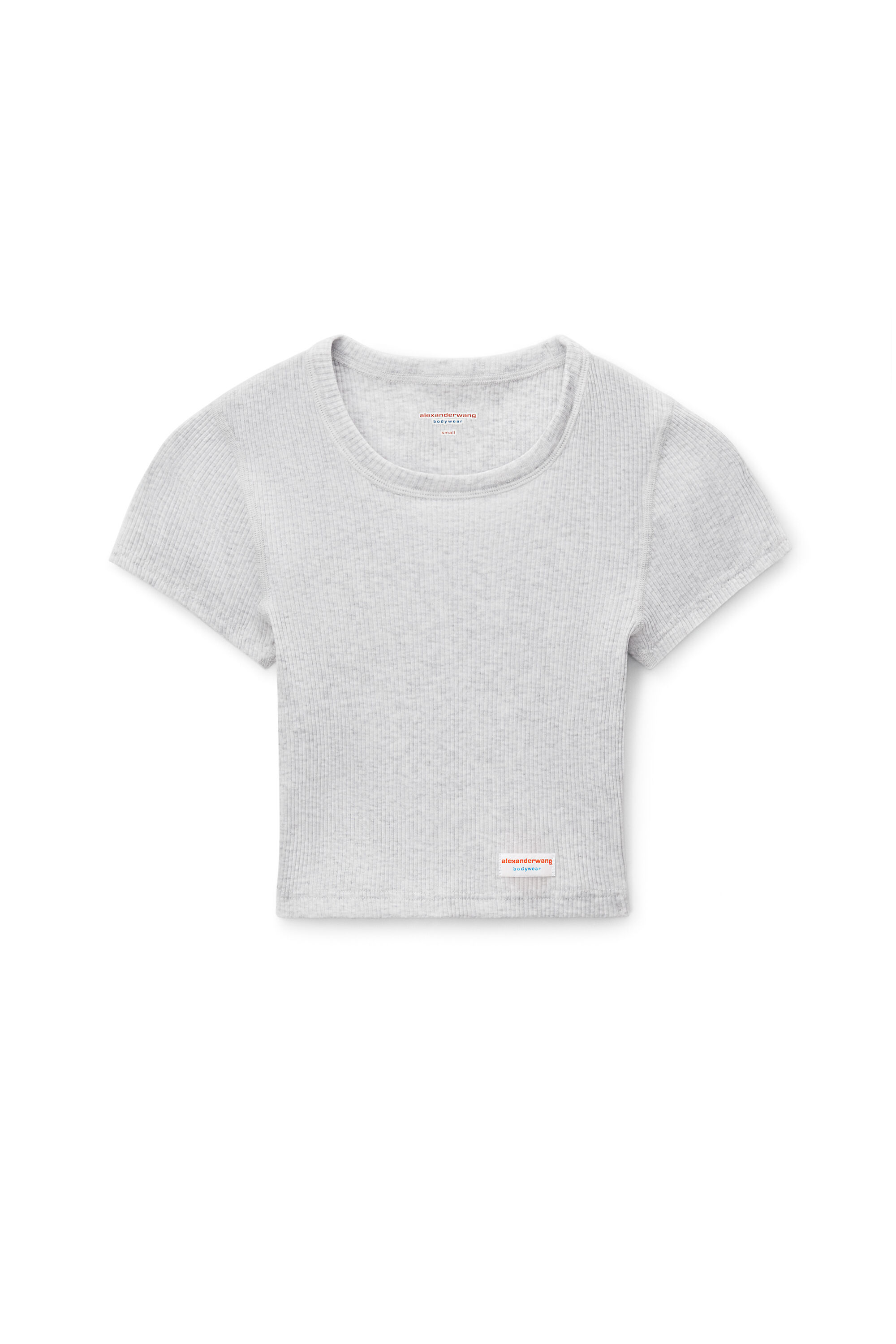 alexanderwang Cropped Short-Sleeve Tee in Ribbed Cotton Jersey 