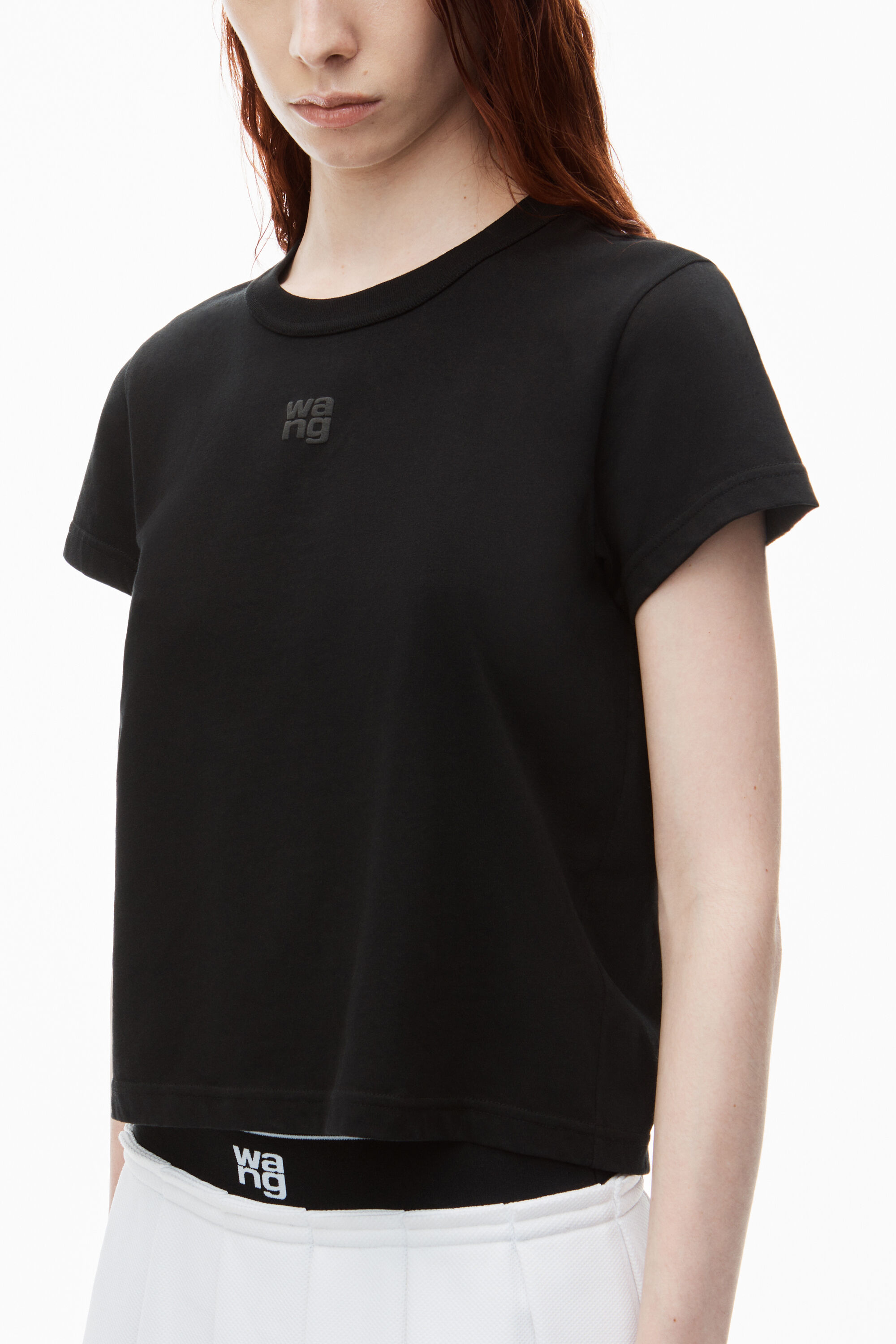 Logo Shrunken Tee in Cotton Jersey in BLACK | alexanderwang®