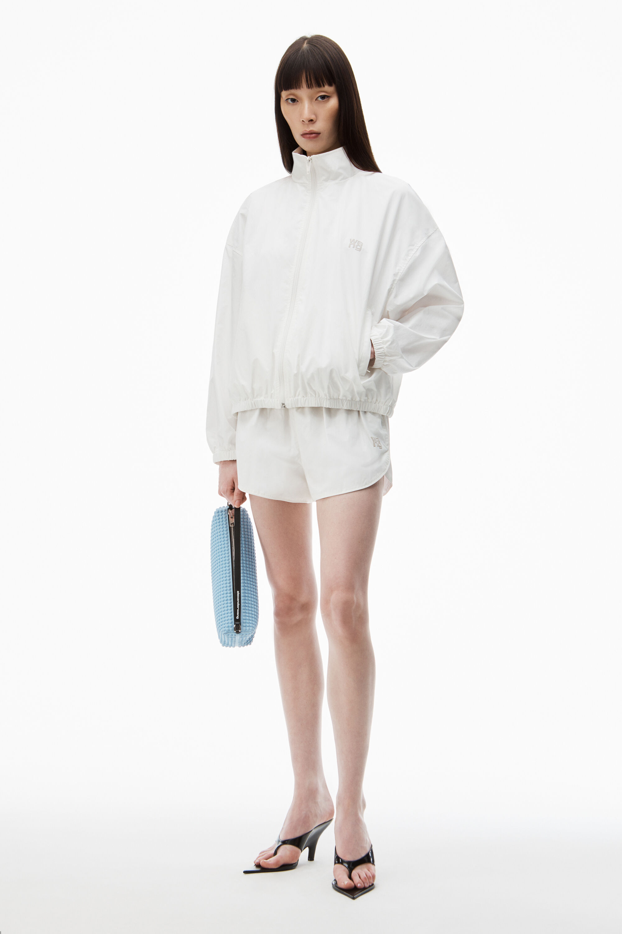 alexanderwang COACHES TRACK JACKET IN NYLON WHITE