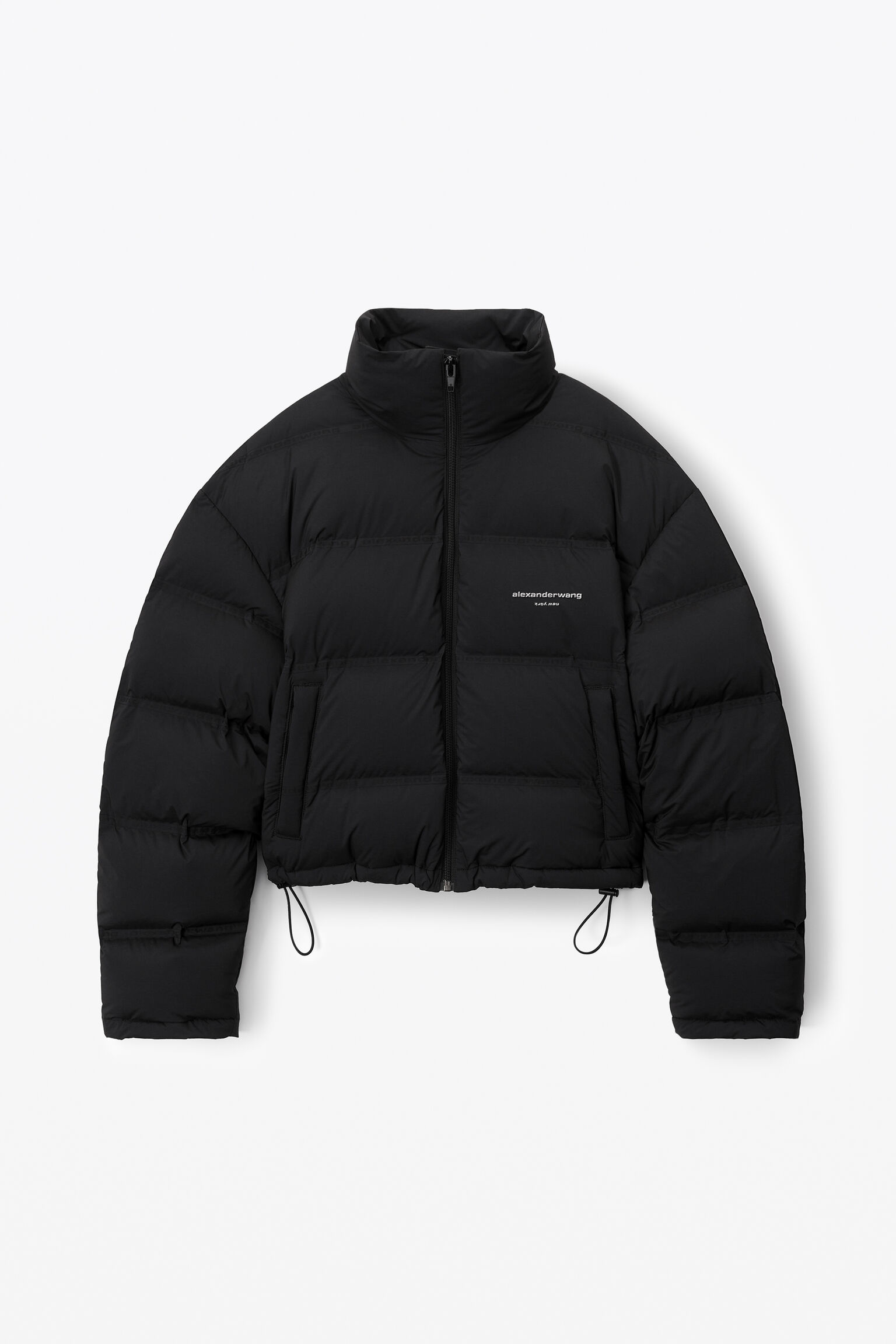 alexanderwang cropped puffer coat with reflective logo BLACK