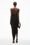 Alexander Wang black asymmetric slit maxi dress in wool twill