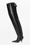 Alexander Wang black diablo open back thigh-high boot in leather