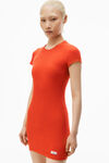 short-sleeve loungewear dress in ribbed cotton