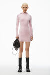 Alexander Wang light pink logo-embossed hoodie minidress