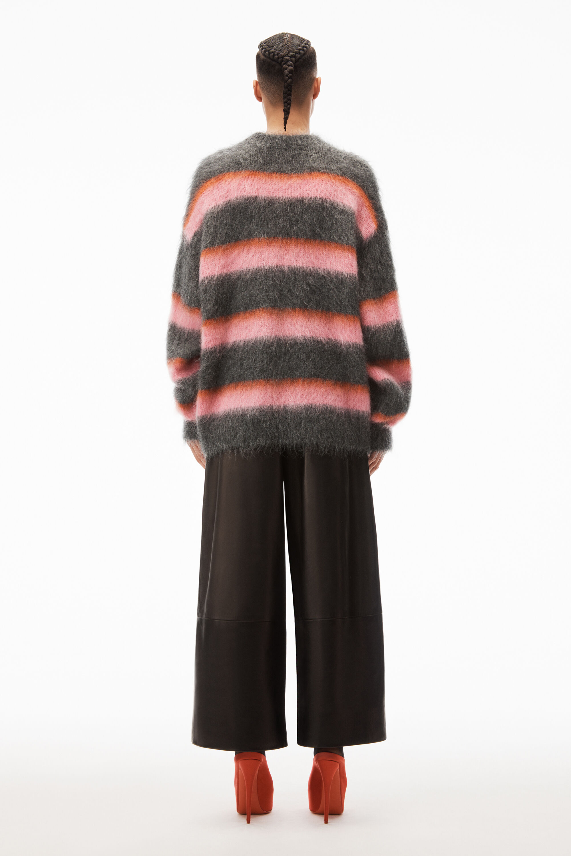 alexanderwang oversized crewneck in brushed mohair GREY MULTI