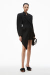 Alexander Wang black asymmetric blazer minidress in wool twill