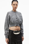 Alexander Wang grey multi logo embossed cardigan