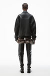 Alexander Wang black lambskin leather trucker jacket