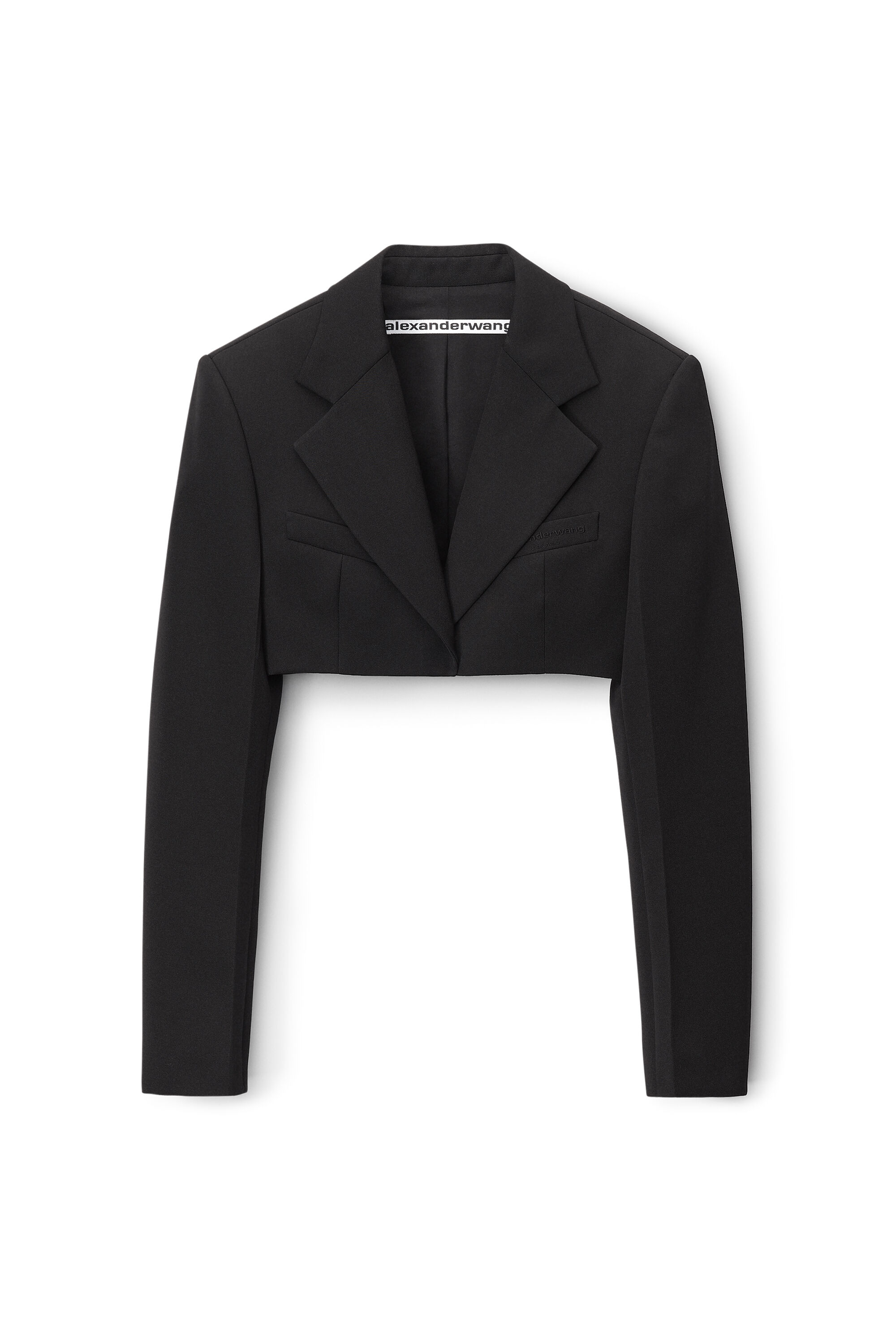 alexanderwang cropped tuxedo blazer in wool tailoring BLACK