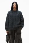 Alexander Wang aqua/black plaid plaid oversize sweater in jacquard knit