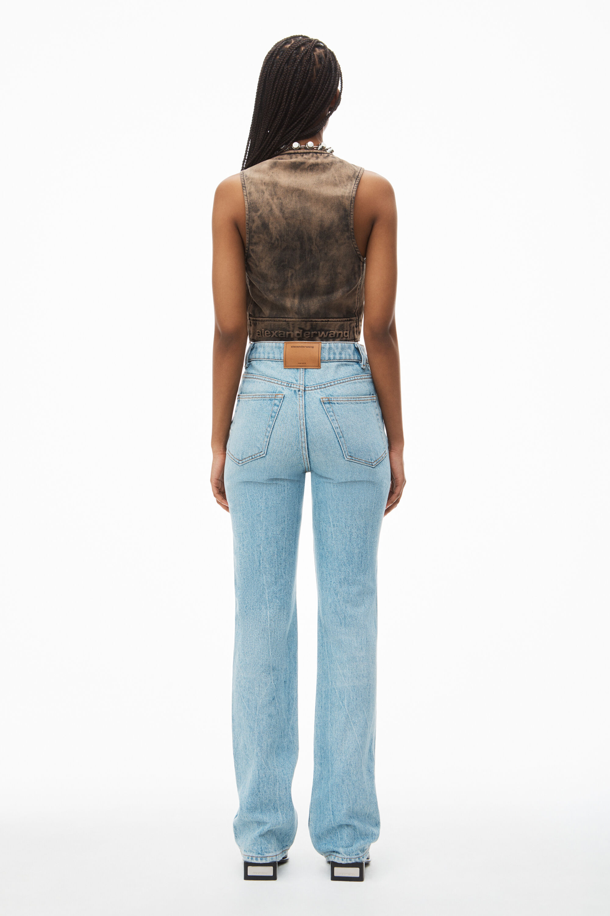 alexanderwang fly high-waist stacked jean in denim VINTAGE