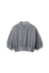 Alexander Wang grey multi t-shirt corta in cotone e lana con logo goffrato ad alta frequenza