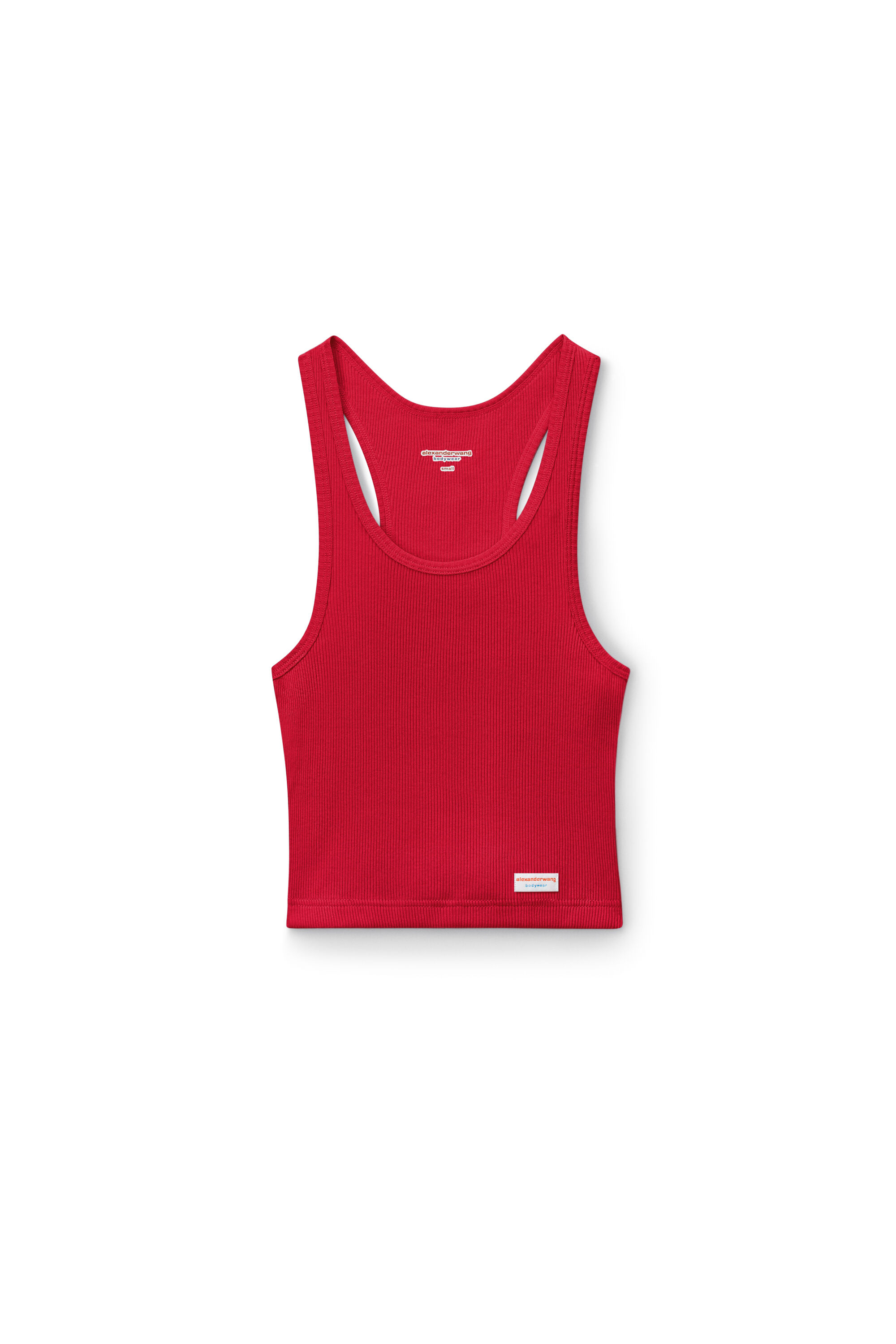 alexanderwang Cropped Racerback Tank in Ribbed Cotton Jersey 