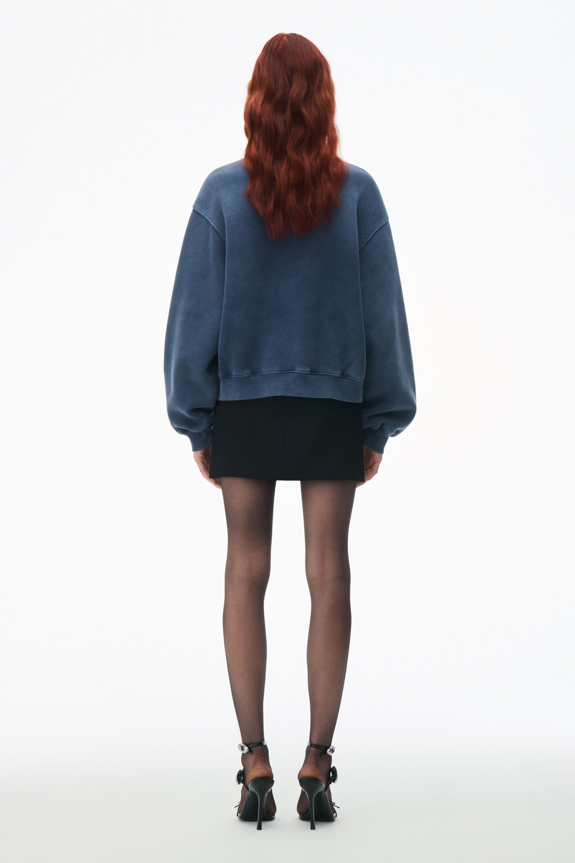 alexanderwang puff logo sweatshirt in terry MARITIME BLUE 