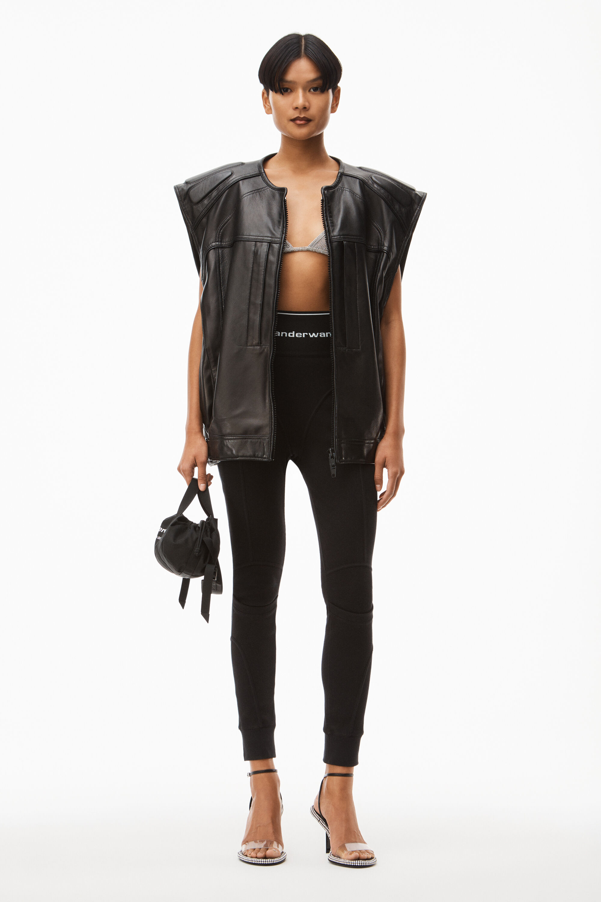 alexander wang logo elastic legging