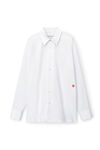 Alexander Wang white camicia boyfriend button-up in cotone compatto con applicazione con logo a forma di mela