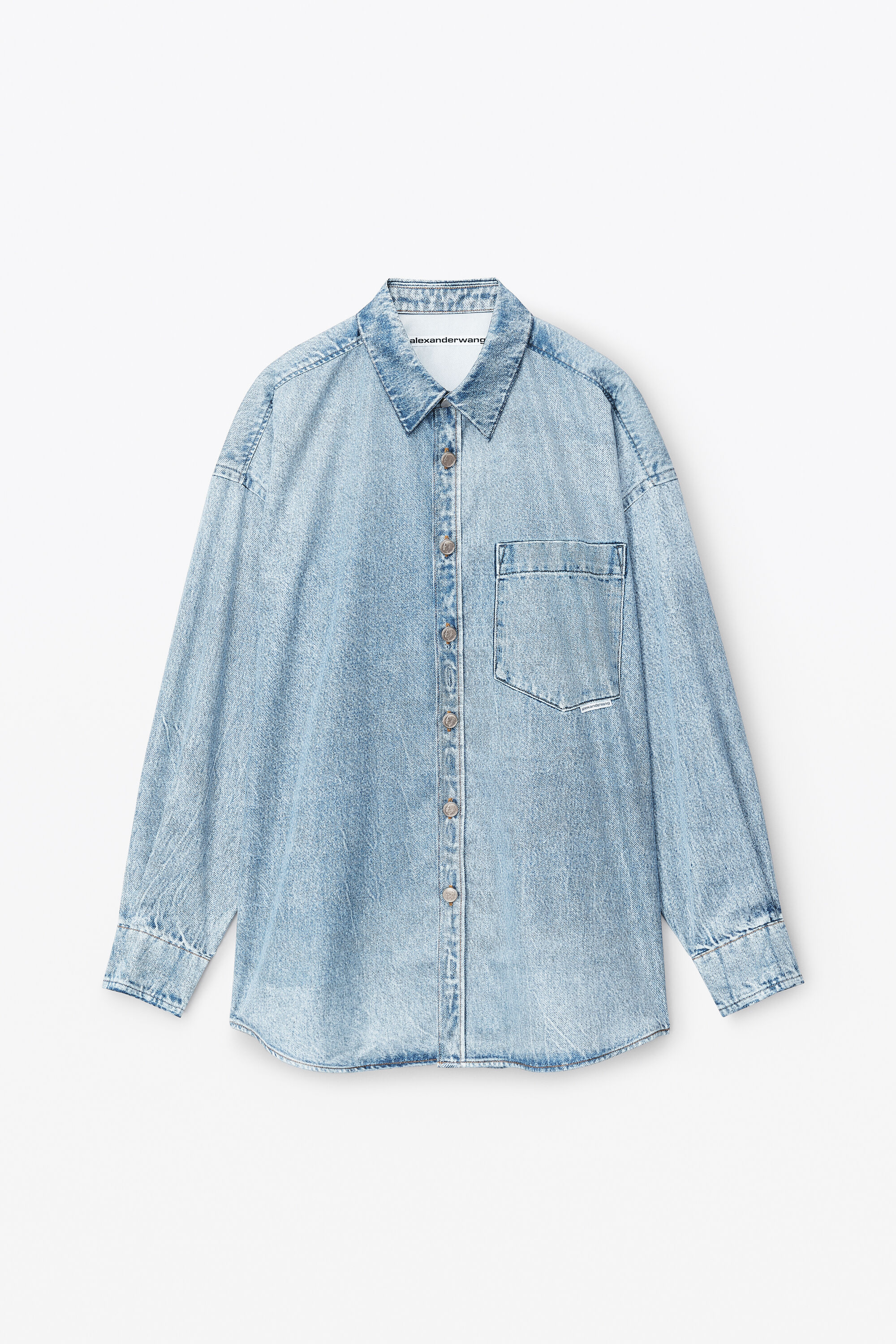 alexanderwang printed denim shirt in nylon VINTAGE FADED INDIGO