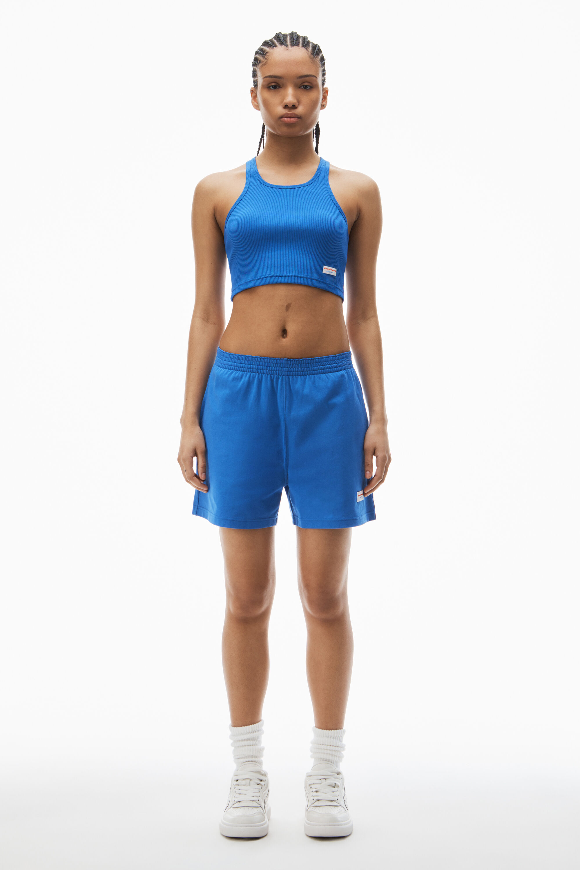 Elastic Shorts in Heavy Cotton Jersey in COBALT BLUE | alexanderwang®