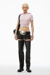 Alexander Wang light pink cropped zip-up hoodie in chenille