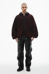 Alexander Wang washed maroon oversize-kapuzenjacke aus baumwolle