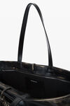 Alexander Wang black/ cream borsa tote grande in pelle con effetto spazzolato e logo martellato