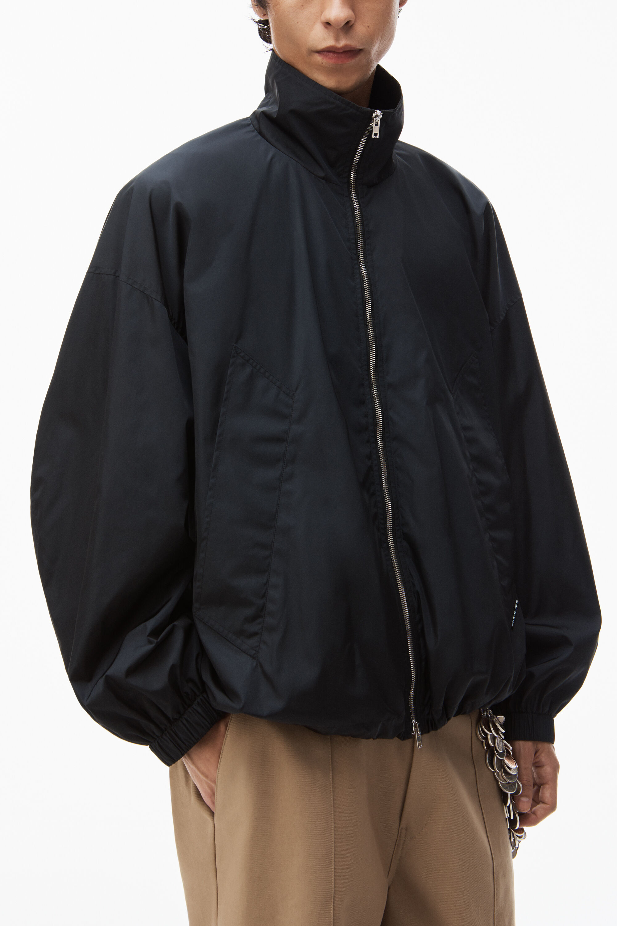 alexanderwang track jacket in crisp nylon BLACK - alexanderwang