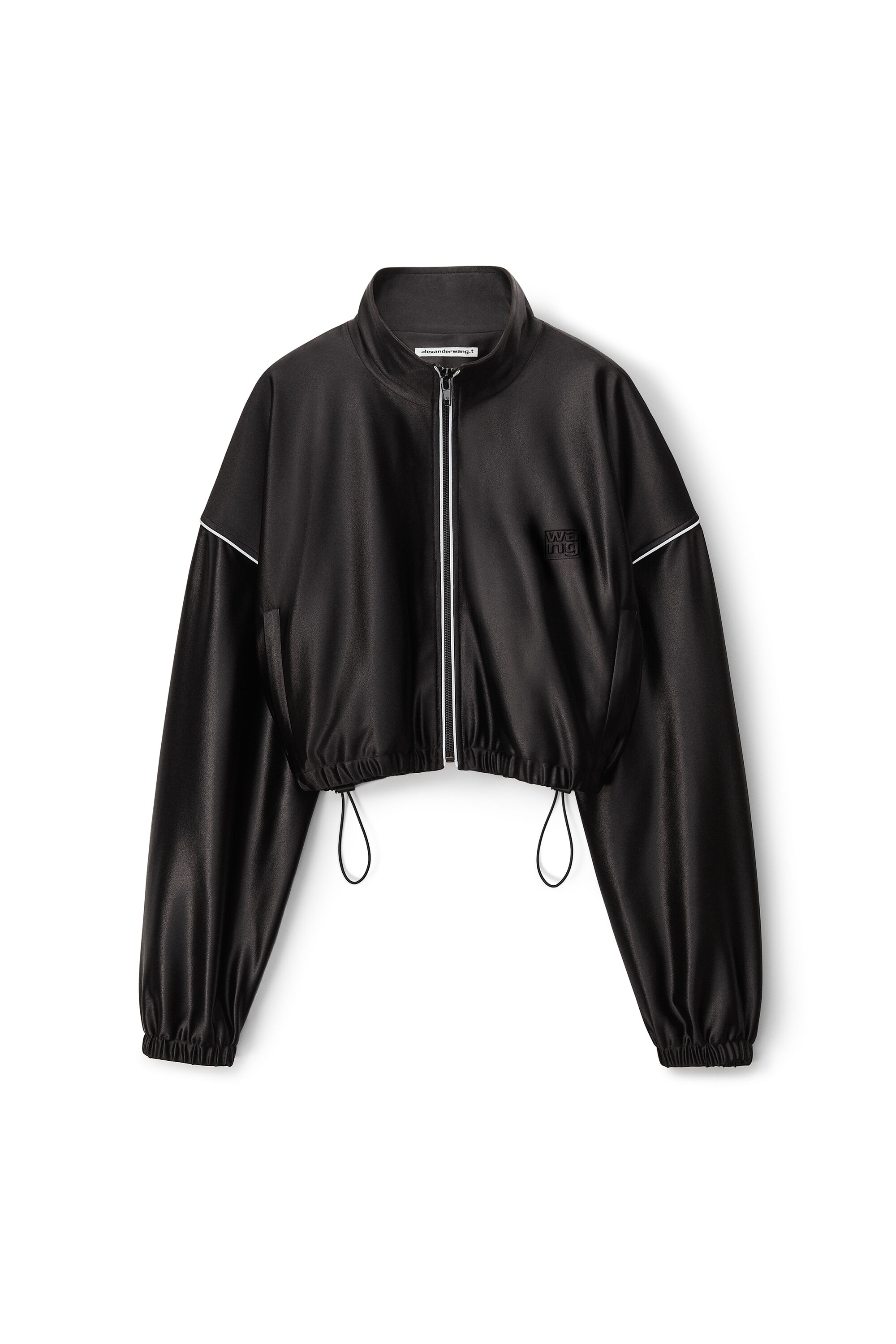 alexanderwang cropped track jacket in satin jersey BLACK