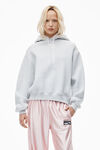 Alexander Wang light heather grey puff logo hoodie in structured terry