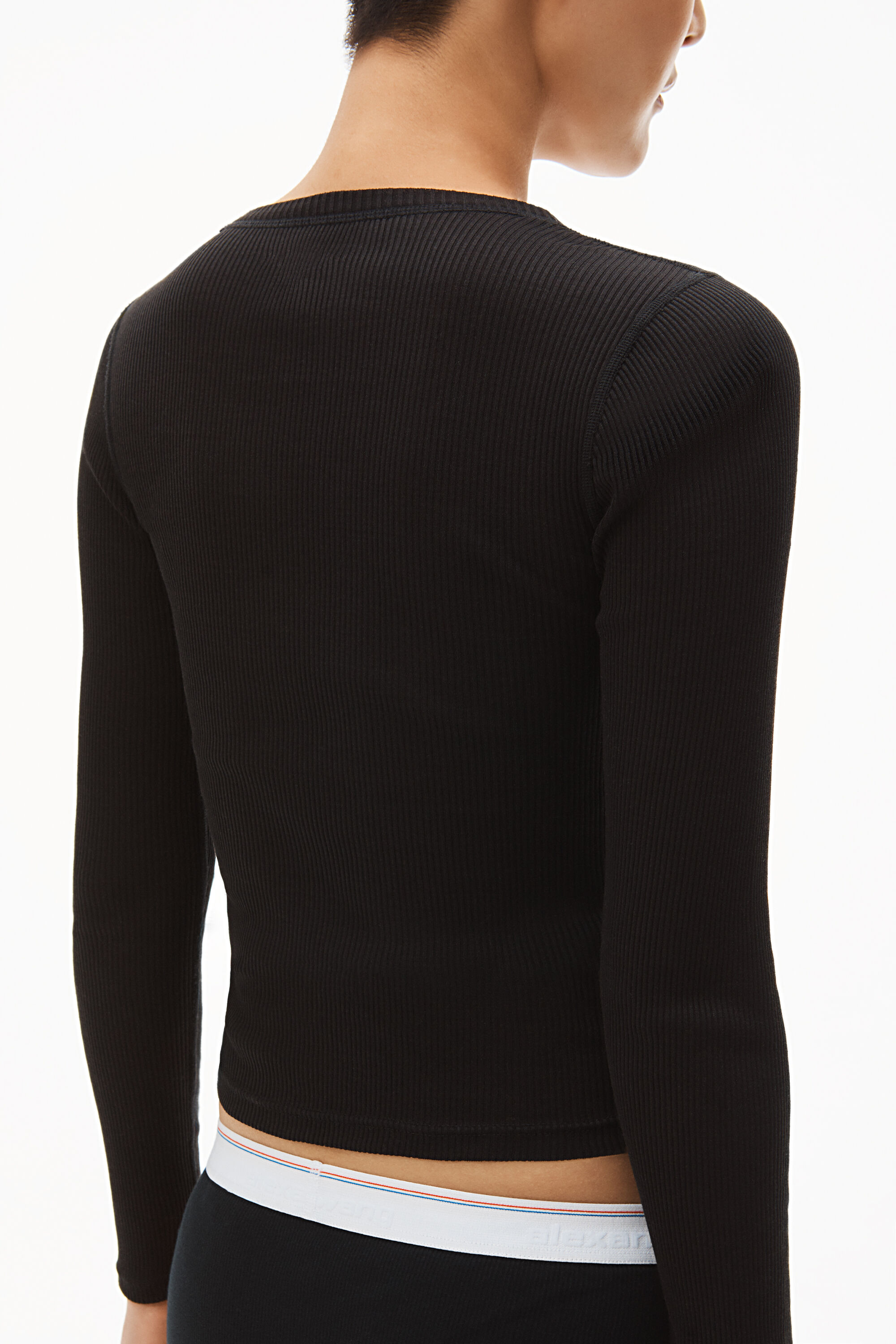 alexanderwang LONG-SLEEVE TEE IN RIBBED COTTON BLACK