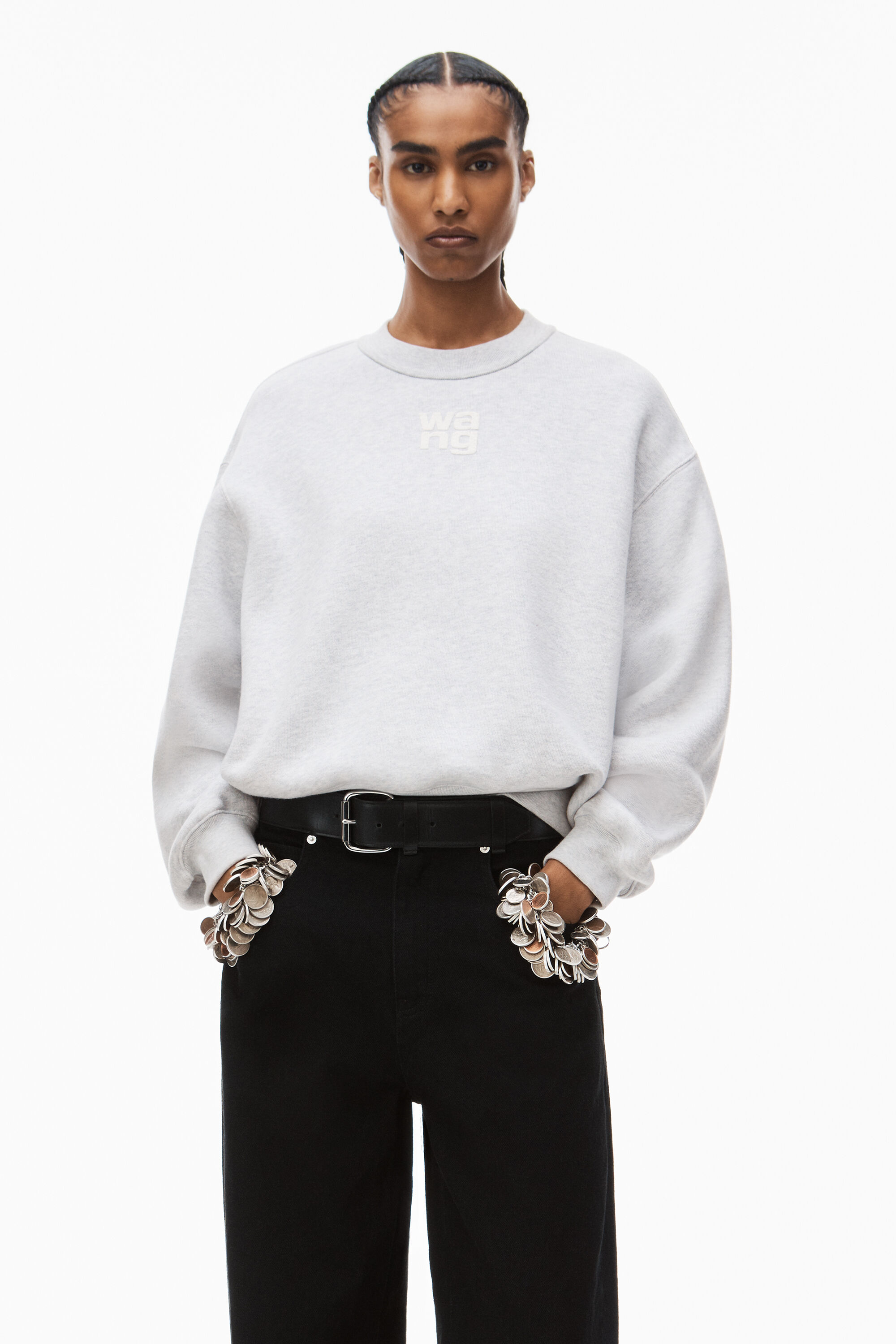 alexanderwang PUFF LOGO SWEATSHIRT IN STRUCTURED TERRY LIGHT