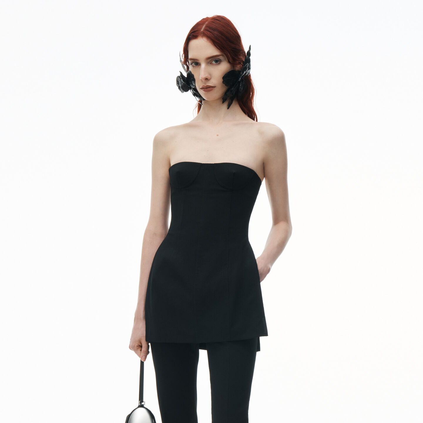 Shop Alexander Wang Strapless Corset Top With Side Slits In Black