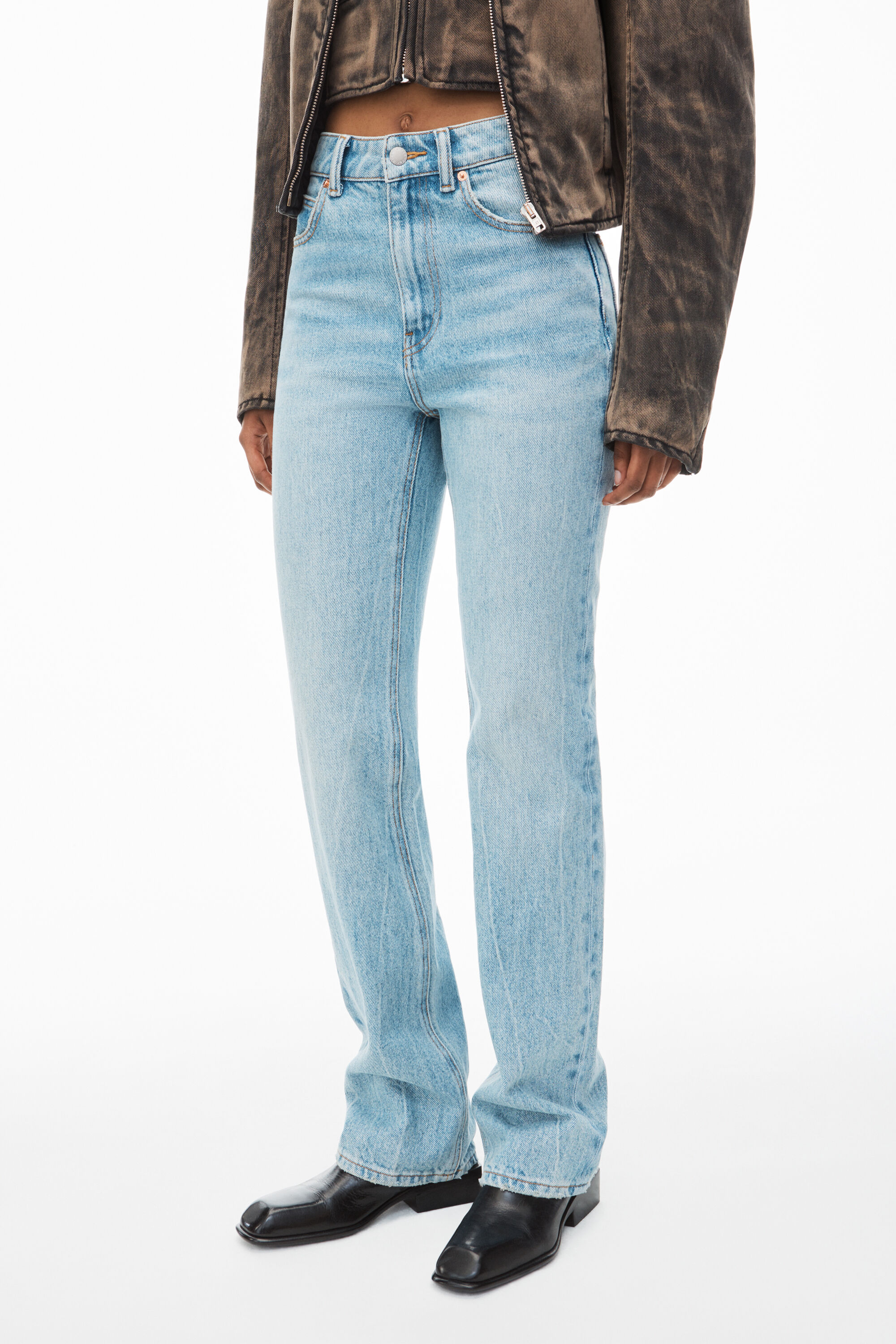 alexanderwang fly high-waist stacked jean in denim VINTAGE FADED