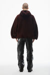 Alexander Wang washed maroon oversize-kapuzenjacke aus baumwolle