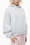 Alexander Wang light heather grey puff logo hoodie in structured terry