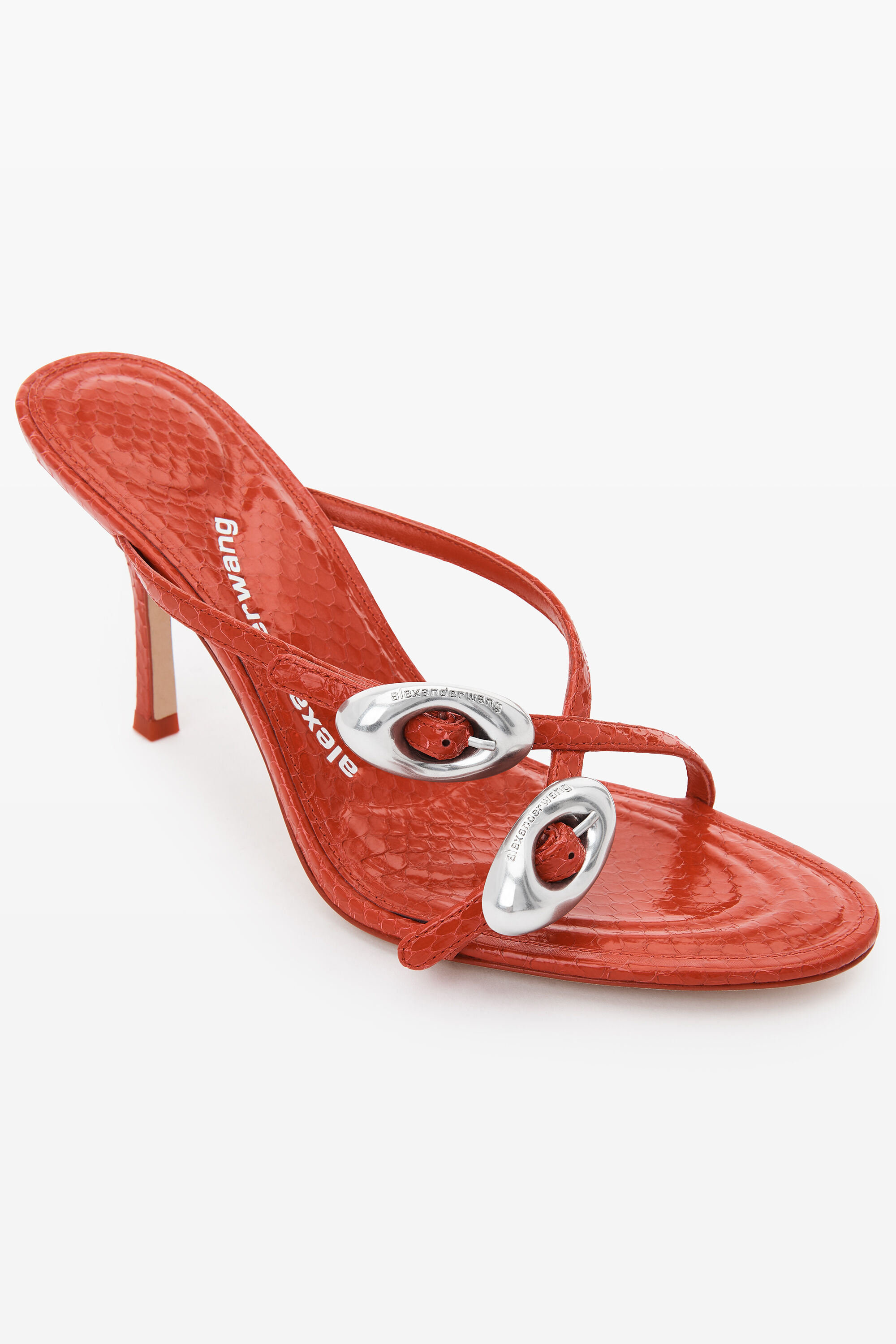 alexanderwang dome 85 water snake strappy slide sandal BRIGHT RED