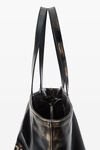 Alexander Wang black/ cream borsa tote grande in pelle con effetto spazzolato e logo martellato