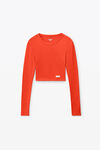 cropped long-sleeve tee in ribbed cotton