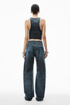 Alexander Wang black crackle indigo weste aus baumwolldenim mit transparentem hotfix-strass