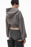 Alexander Wang washed granite cropped zip up hoodie in classic cotton terry