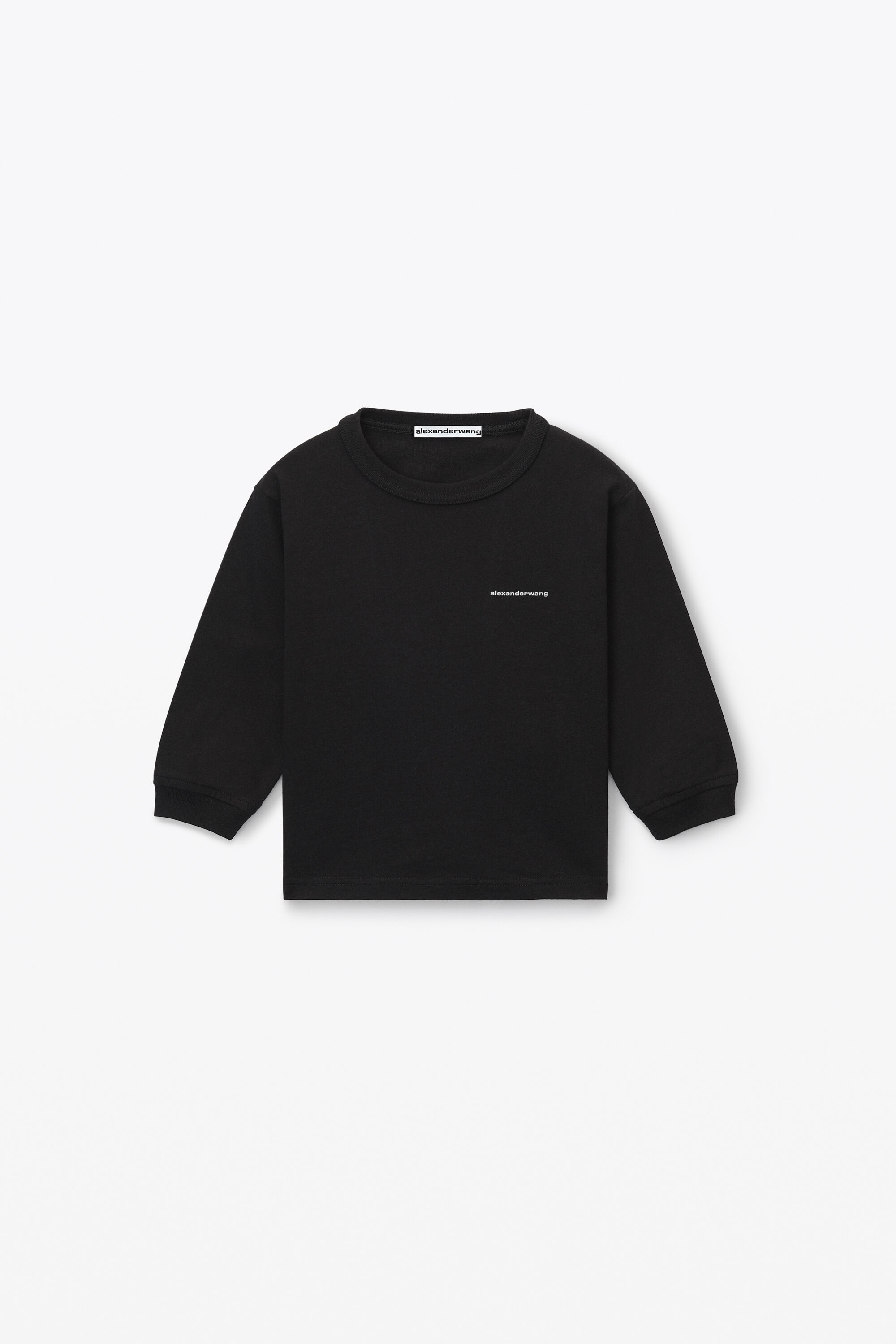 alexanderwang KIDS LOGO LONG SLEEVE TEE IN ESSENTIAL JERSEY BLACK