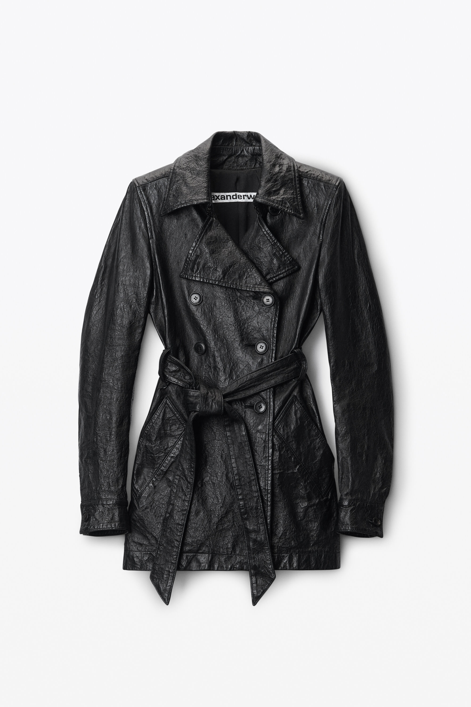 cropped trench coat in memory lambskin leather in BLACK alexanderwang