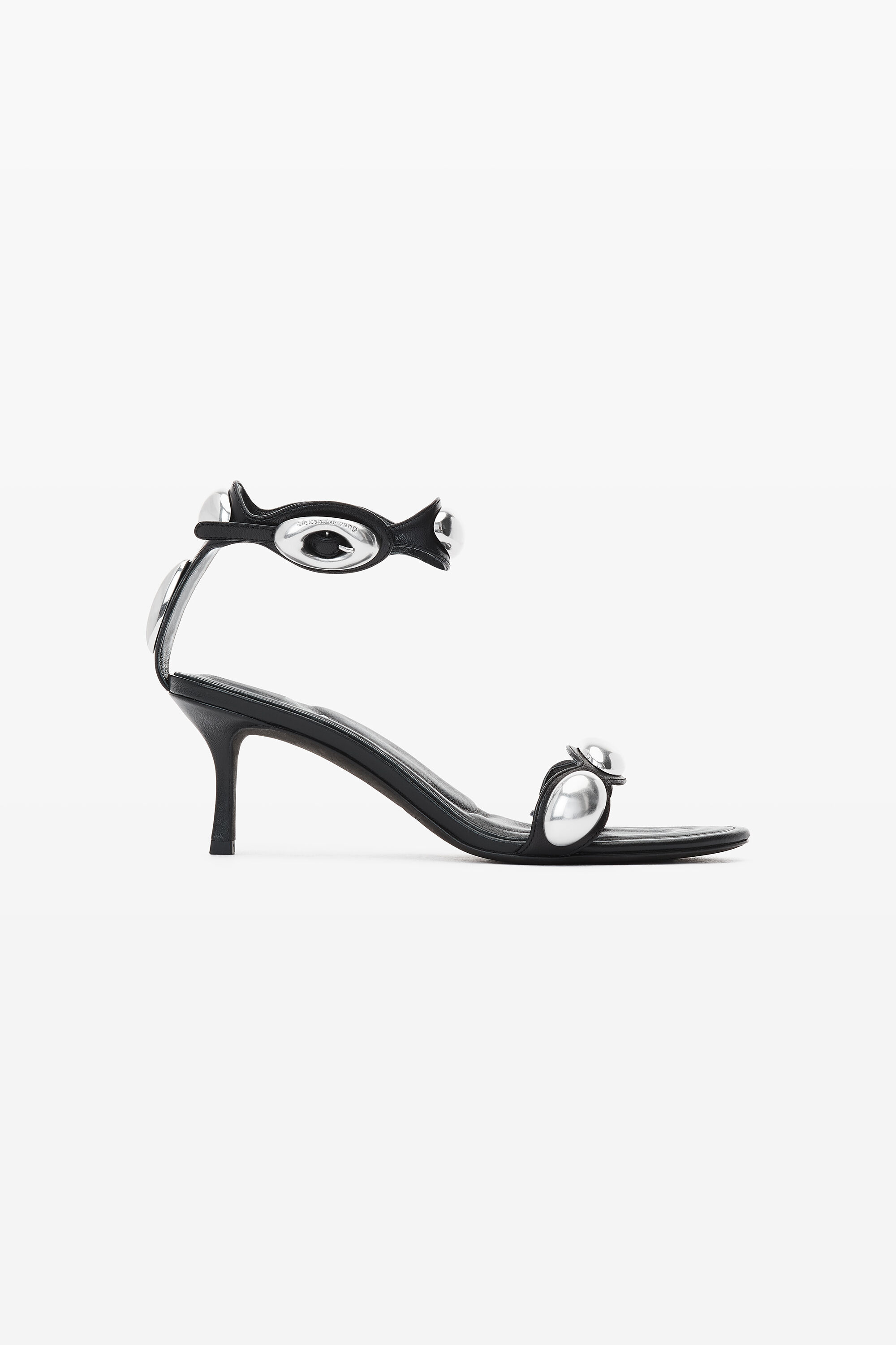 dome 65 mid heel goatskin sandal in BLACK | heel height: 65mm 