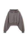 Alexander Wang washed granite sweat à capuche court à zip en coton