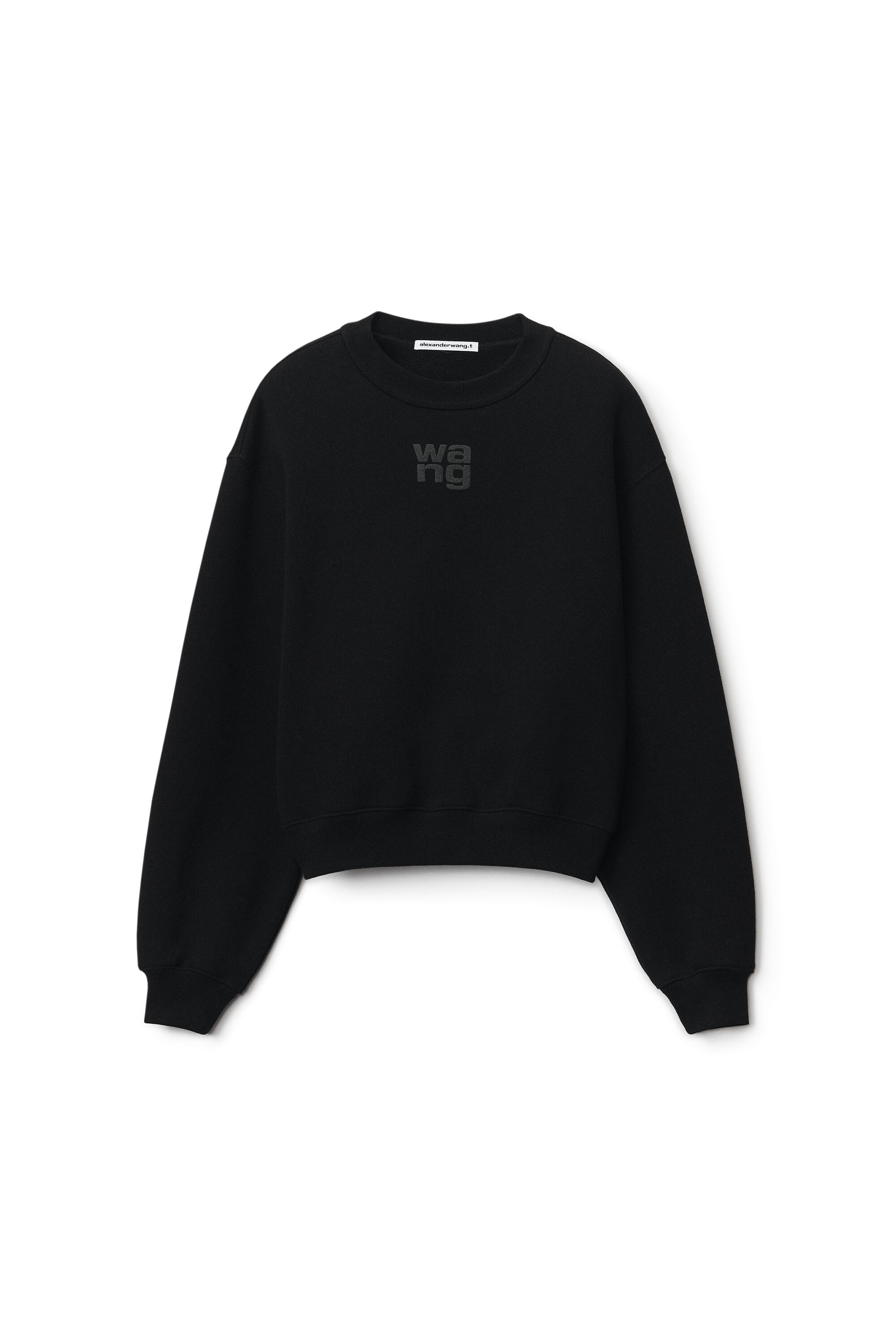 PUFF LOGO SWEATSHIRT IN STRUCTURED TERRY in BLACK li class product details accordion list item relaxed fit alexanderwang