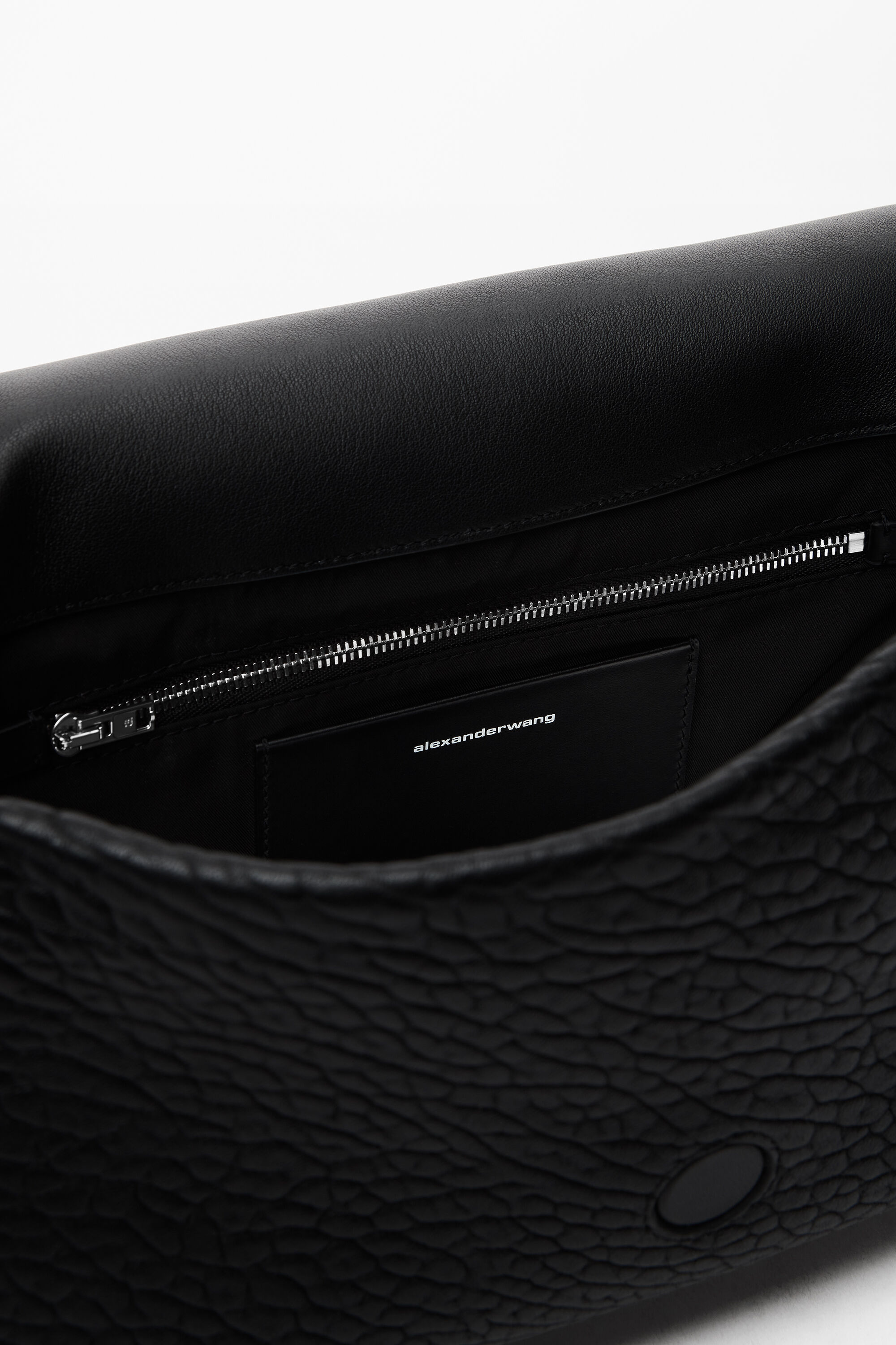 Ricco Medium Flap Bag in Lambskin Leather in BLACK | alexanderwang®