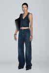 Alexander Wang black crackle indigo weste aus baumwolldenim mit transparentem hotfix-strass