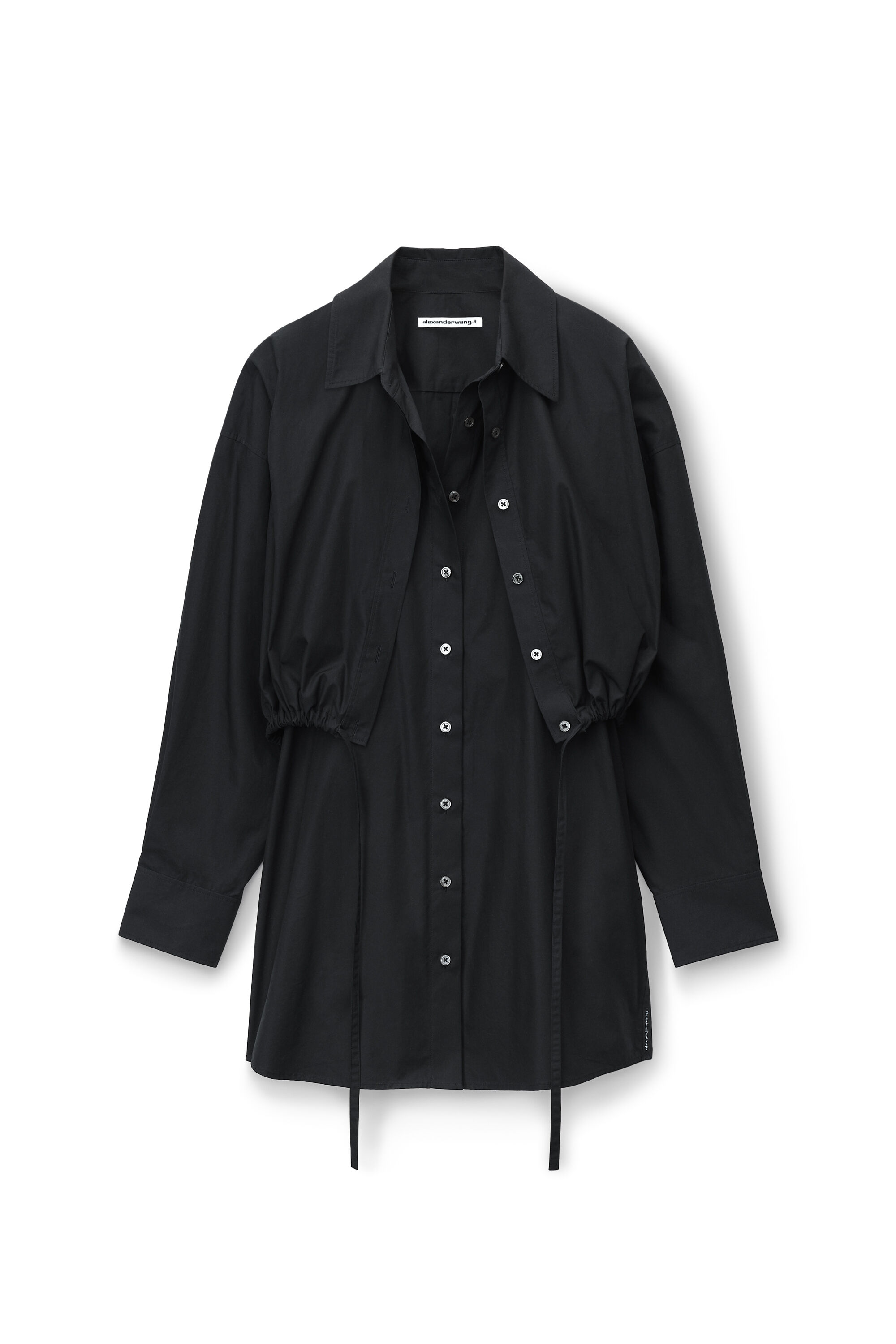 alexanderwang layered shirt dress in compact cotton with self-tie 